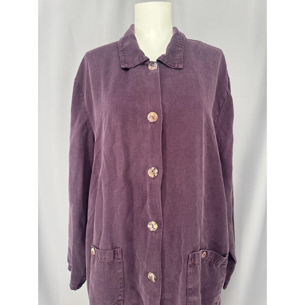 Bryn Walker Jacket Pants Set Womens Medium Purple Tencel Button Relaxed 2 Piece